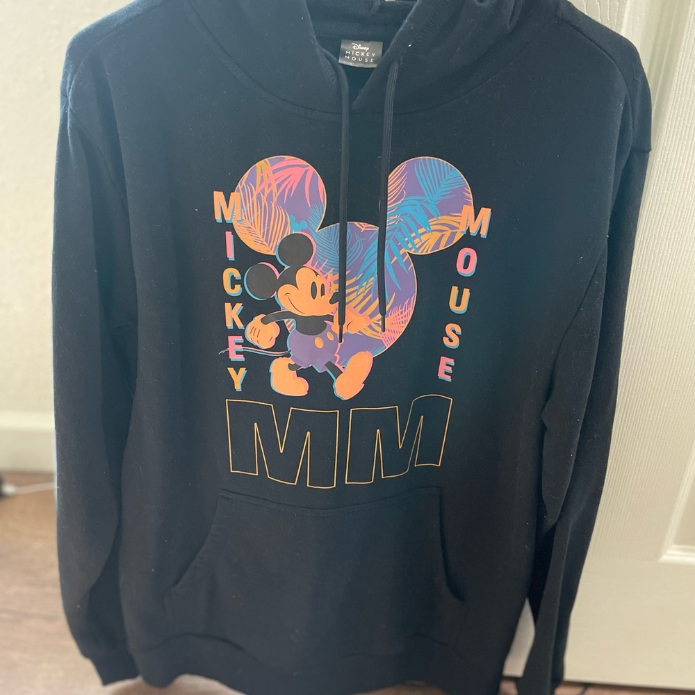 Disney Black Hoodie with Colorful Mickey Mouse Design